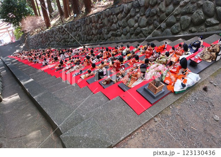 伊豆半島　素戔嗚神社のひな段飾り 123130436