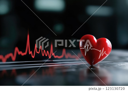 Heart banner: cardiogram symbol, medical theme, cardiac health, lifeline design, heartbeat graphic, healthcare focus, vital rhythm, awareness, wellness promotion, cardiovascular care. 123130720