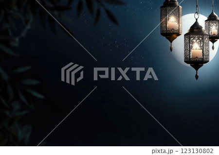 Night of Baraat: creative banner, spiritual gathering, religious observance, Laylat al-Baraa, Islamic heritage, holy night, celestial imagery, cultural importance, divine blessings, sacred moment. 123130802