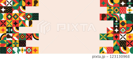 Vibrant Black History Month border with profiles and cultural patterns, vector illustration Vibrant Black History Month border with profiles and cultural patterns, vector illustration 123130968