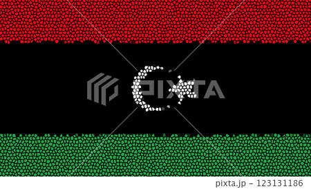 Libya flag in an abstract mosaic style, creative geometric tile patterns. Libya flag in an abstract mosaic style, creative geometric tile patterns. 123131186