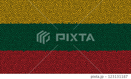 Lithuania flag in an abstract mosaic style, creative geometric tile patterns. Lithuania flag in an abstract mosaic style, creative geometric tile patterns. 123131187