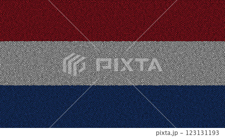 Netherlands flag in an abstract mosaic style, creative geometric tile patterns. 123131193