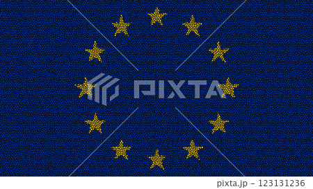 EU flag in an abstract mosaic style, creative geometric tile patterns. EU flag in an abstract mosaic style, creative geometric tile patterns. 123131236