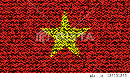 Vietnam flag in an abstract mosaic style, creative geometric tile patterns Vietnam flag in an abstract mosaic style, creative geometric tile patterns 123131256