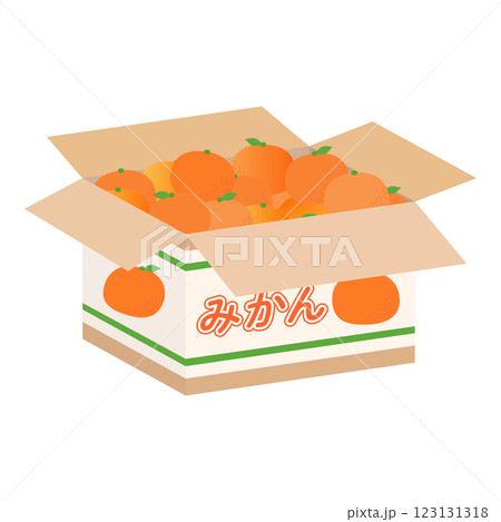 ダンボールに沢山入ったみかんのベクターイラスト素材 123131318