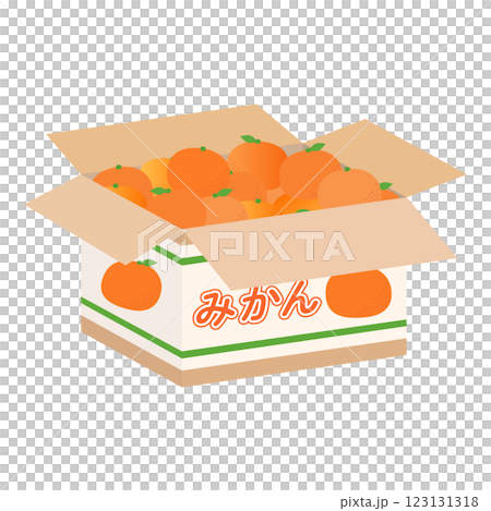 ダンボールに沢山入ったみかんのベクターイラスト素材 123131318