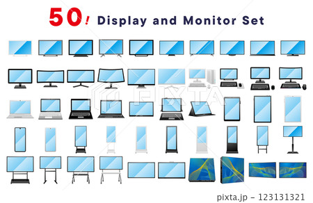 さまざまな種類のディスプレイデバイスのセット50 123131321