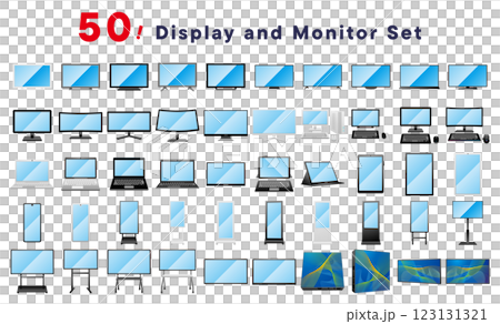 さまざまな種類のディスプレイデバイスのセット50 123131321