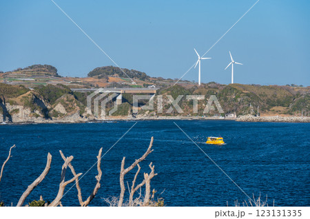 遊覧船が走る海の景色 城ヶ島からの眺望 遊覧船が走る海の景色 城ヶ島からの眺望 123131335
