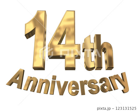 3DCG文字「14th Anniversary/14周年マークキラキラ」ゴールド,金 123131525