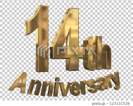 3DCG文字「14th Anniversary/14周年マークキラキラ」ゴールド,金 3DCG文字「14th Anniversary/14周年マークキラキラ」ゴールド,金 123131526