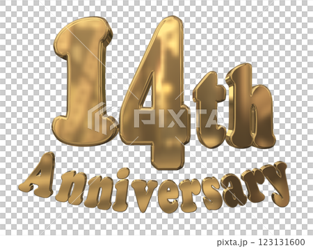3DCG letters "14th Anniversary/14th Anniversary mark glitter" Gold, Gold 123131600