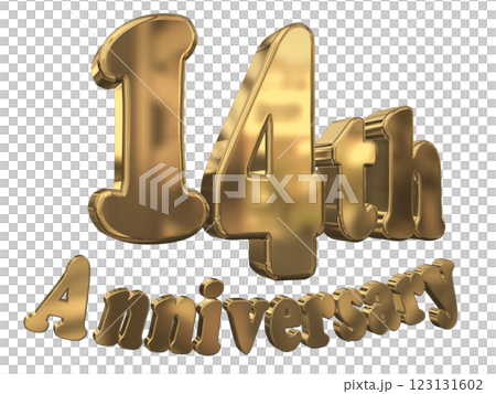 3DCG letters "14th Anniversary/14th Anniversary mark glitter" Gold, Gold 123131602