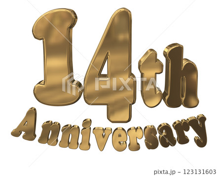 3DCG文字「14th Anniversary/14周年マークキラキラ」ゴールド,金 3DCG文字「14th Anniversary/14周年マークキラキラ」ゴールド,金 123131603