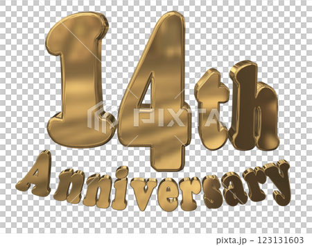 3DCG文字「14th Anniversary/14周年マークキラキラ」ゴールド,金 3DCG文字「14th Anniversary/14周年マークキラキラ」ゴールド,金 123131603