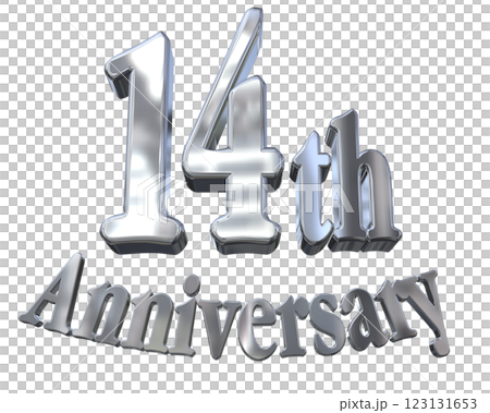 3DCG文字「14th Anniversary/14周年マークキラキラ」シルバー,銀 123131653