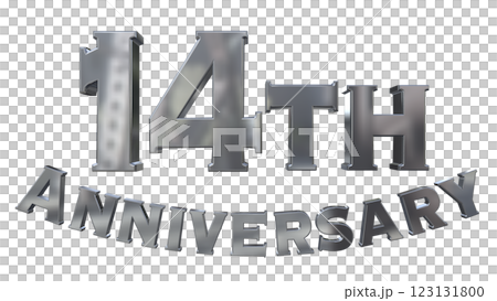 3DCG 字母“14 週年/14 週年紀念閃光”銀色,銀色 3DCG 字母“14 週年/14 週年紀念閃光”銀色,銀色 123131800