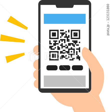 スマートフォンに表示されたQRコード 123131860