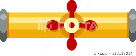 Yellow gas pipeline featuring gray joints and a red valve, regulating gas flow and supplying energy resources for diverse industrial and domestic needs 123132014
