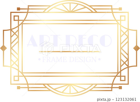 Golden art deco frame featuring geometric lines and vintage elements, creating an elegant and luxurious design for various decorative purposes Golden art deco frame featuring geometric lines and vintage elements, creating an elegant and luxurious design for various decorative purposes 123132061
