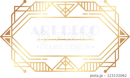 Golden art deco frame design with geometric shapes creating a vintage decorative border, perfect for adding a touch of elegance and sophistication to any project Golden art deco frame design with geometric shapes creating a vintage decorative border, perfect for adding a touch of elegance and sophistication to any project 123132062