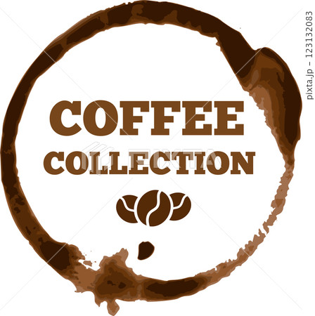Coffee collection sign featuring coffee beans and a coffee cup stain, symbolizing a variety of coffee types and products in an elegant and modern design Coffee collection sign featuring coffee beans and a coffee cup stain, symbolizing a variety of coffee types and products in an elegant and modern design 123132083