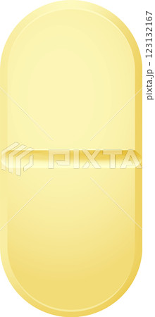 Yellow pill featuring a dividing line across its center, representing a classic image of medication and healthcare, essential for treatment and wellness in pharmaceutical contexts 123132167