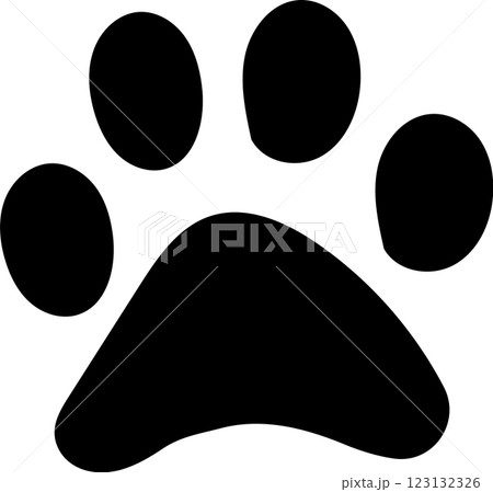 Simple black silhouette of a paw print against a clean white backdrop, creating a striking high contrast image ideal for pet related designs Simple black silhouette of a paw print against a clean white backdrop, creating a striking high contrast image ideal for pet related designs 123132326
