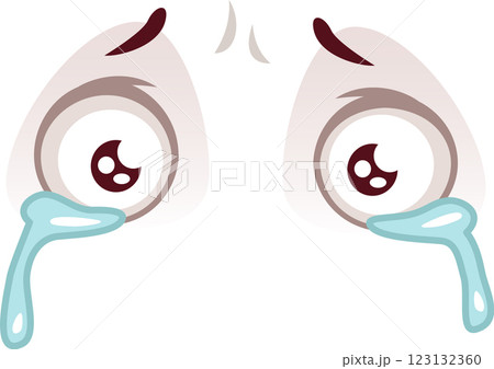 Expressive cartoon eyes with tears streaming down, conveying intense emotions. The exaggerated features highlight feelings of sadness or overwhelming joy in a playful style Expressive cartoon eyes with tears streaming down, conveying intense emotions. The exaggerated features highlight feelings of sadness or overwhelming joy in a playful style 123132360