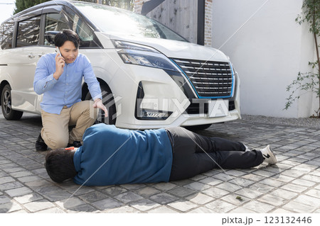 人身事故を起こした男性 (対応処置の模範演技・手順・手本) 人身事故を起こした男性 (対応処置の模範演技・手順・手本) 123132446