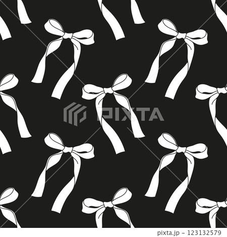 Seamless black and white pattern with bows. Background design. Repeating print  123132579