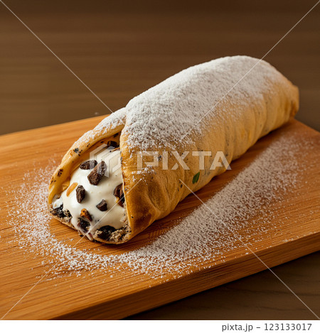 Indulgent Cannoli on Wooden Cutting Board 123133017