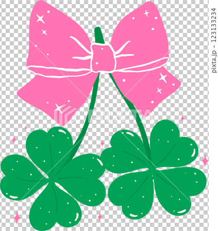 Coquette St Patrick 4 Leaf Clover with Pink Bow Flat Design Coquette St Patrick 4 Leaf Clover with Pink Bow Flat Design 123133234