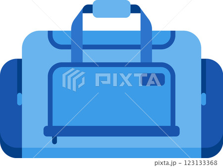 Light blue and dark blue travel bag featuring sturdy handles and convenient side pockets, symbolizing vacations, tourism, travel adventures, and leisurely getaways 123133368