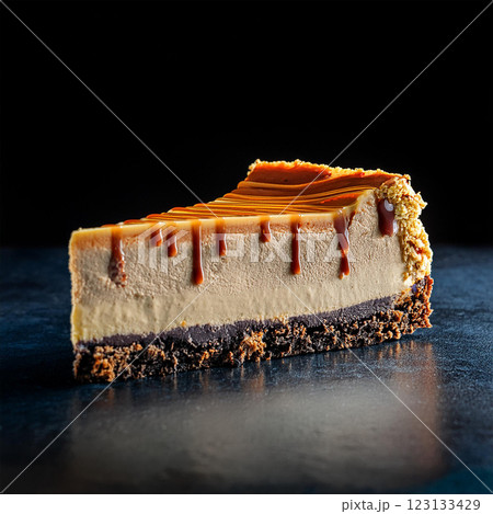 Creamy Cheesecake Slice on Dark Crust 123133429