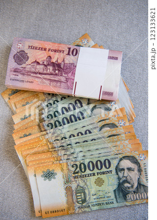 Mixed denomination forint currency notes in Hungary. Mixed denomination forint currency notes in Hungary. 123133621