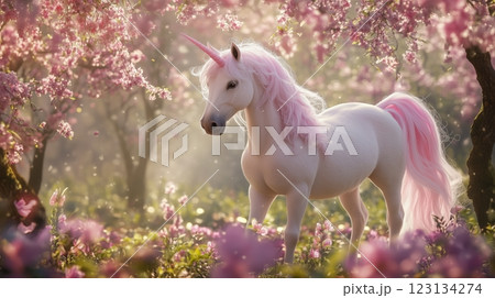Unicorn. Photos snowwhite unicorn with pink 123134274