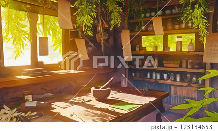 調剤台とすりこ木のイラスト 123134653
