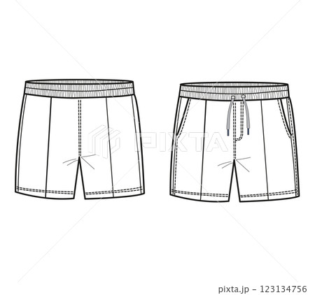 Short Pants fashion flat technical drawing templat 123134756