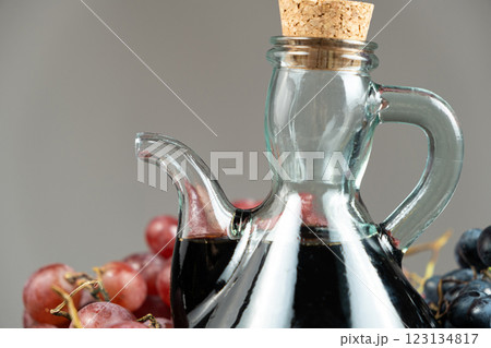 Natural Balsamic Vinegar In Glass Cruet With Cork Natural Balsamic Vinegar In Glass Cruet With Cork 123134817