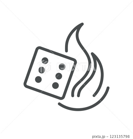 Burning Dice Icon. Thin Line Illustration of Flaming Die Symbolizing Risk, Gambling, and High Stakes. Isolated Vector Sign. Burning Dice Icon. Thin Line Illustration of Flaming Die Symbolizing Risk, Gambling, and High Stakes. Isolated Vector Sign. 123135798