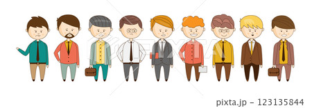 Business Man Character Body in Formal Costume Vector Set 123135844