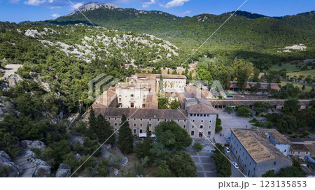 Landmarks of Mallorca (Majorca) island Spain-sanctuary and monastery Lluc. aerial panoramic view Landmarks of Mallorca (Majorca) island Spain-sanctuary and monastery Lluc. aerial panoramic view 123135853