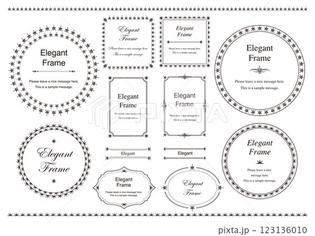 高級感のあるエレガントなフレームセット、飾り罫、装飾デザイン、上品なあしらい ブラック 高級感のあるエレガントなフレームセット、飾り罫、装飾デザイン、上品なあしらい ブラック 123136010
