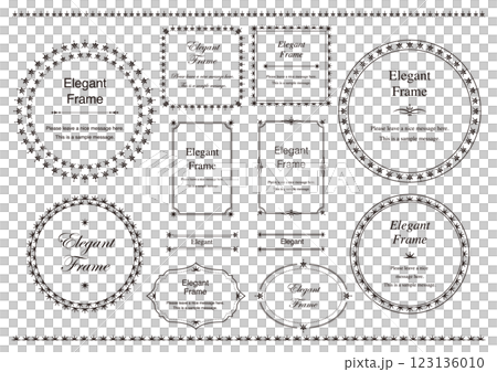 高級感のあるエレガントなフレームセット、飾り罫、装飾デザイン、上品なあしらい ブラック 高級感のあるエレガントなフレームセット、飾り罫、装飾デザイン、上品なあしらい ブラック 123136010