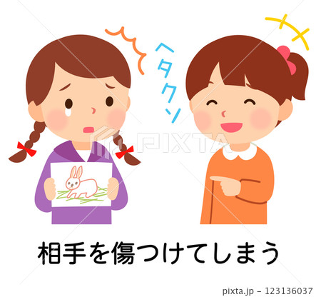 相手を傷つける言葉を言ってしまう子ども　乱暴な言葉を言う子ども 123136037