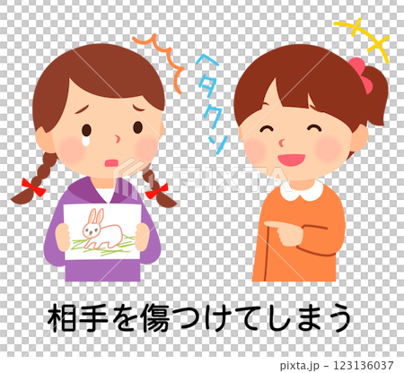 相手を傷つける言葉を言ってしまう子ども　乱暴な言葉を言う子ども 123136037