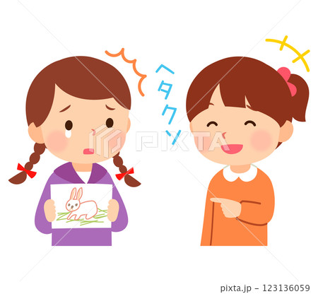 相手を傷つける言葉を言ってしまう子ども　乱暴な言葉を言う子ども 123136059