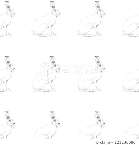 vector bunny illustration seamless pattern isolated on white 123136086